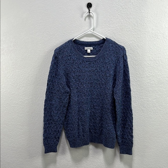 Croft & Barrow Women’s Cable Textured Blue Crewneck Sweater Long Sleeve Sz L - Picture 1 of 8